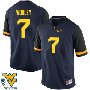 Men's West Virginia Mountaineers NCAA #7 Daryl Worley Navy Authentic Nike Stitched College Football Jersey MM15A35EU